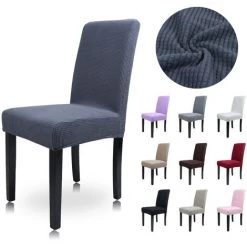 LITZEE Housses De Chaise De Salle à Manger Universelle Extensible Polyester Elasthanne Lavable Housses De Protection De Chaise Pour Maison Fêtes Mariage Hôtel Le Noir -banc et tabouret Soldes Boutique 51555085 3