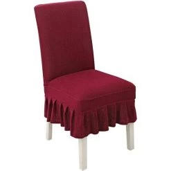 LITZEE Housses De Chaise Pour Protection De Chaise Couverture Extensible Chaise Amovible Lavable Vin Rouge