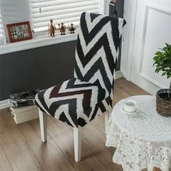 LITZEE Housses De Chaise De Salle à Manger,Moderne Élastique Couverture De Chaise Durable Housse Chaise Extensible Pour Décoration De Mariage,Hôtel,Restaurant Vagues