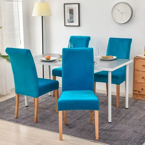 LITZEE 4pcs Housse De Chaise En Velours,Spandex De Bout Droit Avec La Bande élastique, La Grande Dame De Velours Dinant La Chaise Pour Le Banquet De Fête D'hôtel De Restaurant Marine 3 LITZEE 4pcs Housse De Chaise En Velours,Spandex De Bout Droit Avec La Bande élastique, La Grande Dame De Velours Dinant La Chaise Pour Le Banquet De Fête D'hôtel De Restaurant Marine