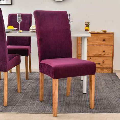 Housse De Chaise En Velours,Spandex De Bout Droit Avec La Bande élastique, La Grande Dame De Velours Dinant La Chaise Pour Le Banquet De Fête D'hôtel De Restaurant (Violet,4 Pack) GrooFoo 3 Housse De Chaise En Velours,Spandex De Bout Droit Avec La Bande élastique, La Grande Dame De Velours Dinant La Chaise Pour Le Banquet De Fête D'hôtel De Restaurant (Violet,4 Pack) GrooFoo