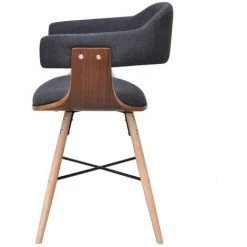 YOUTHUP Chaises De Salle à Manger 6 Pcs Gris Foncé Bois Courbé Et Tissu -banc et tabouret Soldes Boutique 51852218 5