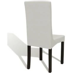 YOUTHUP 6 Housses De Chaise Dos Droit Extensibles Crème - Crème -banc et tabouret Soldes Boutique 51871964 4