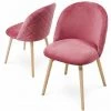 NOVA Ensemble 2 Chaises De Salle à Manger Cuisine De Velours Avec Pieds De Bois De Style De Style Rétro Couleur : ROSE -banc et tabouret Soldes Boutique 52056661 1