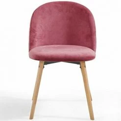 NOVA Ensemble 2 Chaises De Salle à Manger Cuisine De Velours Avec Pieds De Bois De Style De Style Rétro Couleur : ROSE -banc et tabouret Soldes Boutique 52056661 3