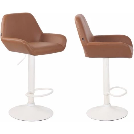 DéCOSHOP26 Lot De 2 Tabourets De Bar Moderne Et Confortable En Similicuir Marron Clair Pieds Trompette En Métal Blanc - Marron 3 DéCOSHOP26 Lot De 2 Tabourets De Bar Moderne Et Confortable En Similicuir Marron Clair Pieds Trompette En Métal Blanc - Marron