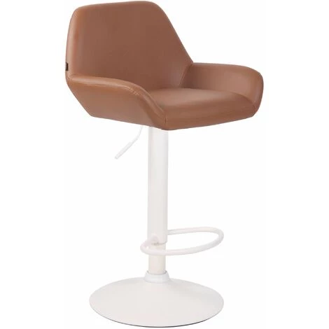 DéCOSHOP26 Lot De 2 Tabourets De Bar Moderne Et Confortable En Similicuir Marron Clair Pieds Trompette En Métal Blanc - Marron 4 DéCOSHOP26 Lot De 2 Tabourets De Bar Moderne Et Confortable En Similicuir Marron Clair Pieds Trompette En Métal Blanc - Marron – Image 2