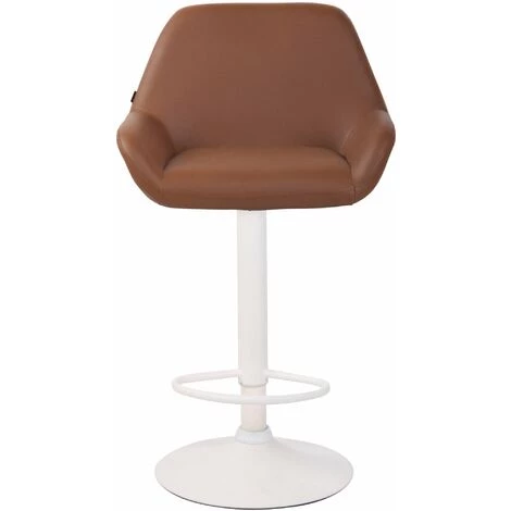 DéCOSHOP26 Lot De 2 Tabourets De Bar Moderne Et Confortable En Similicuir Marron Clair Pieds Trompette En Métal Blanc - Marron 5 DéCOSHOP26 Lot De 2 Tabourets De Bar Moderne Et Confortable En Similicuir Marron Clair Pieds Trompette En Métal Blanc - Marron – Image 3