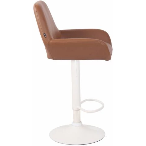 DéCOSHOP26 Lot De 2 Tabourets De Bar Moderne Et Confortable En Similicuir Marron Clair Pieds Trompette En Métal Blanc - Marron 6 DéCOSHOP26 Lot De 2 Tabourets De Bar Moderne Et Confortable En Similicuir Marron Clair Pieds Trompette En Métal Blanc - Marron – Image 4