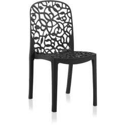 Lot De 6 Chaises De Jardin Empilables En Résine Coloris Anthracite - Longueur 47 X Profondeur 50 X Hauteur 87 Cm -PEGANE-