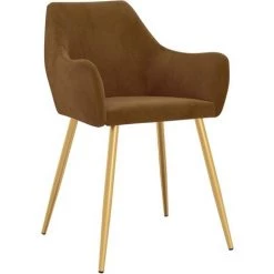 Chaises De Salle à Manger Velours 2 Pcs Marron VidaXL -banc et tabouret Soldes Boutique 52482042 4