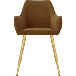 Chaises De Salle à Manger Velours 2 Pcs Marron VidaXL -banc et tabouret Soldes Boutique 52482042 5