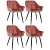 CLP Lot De 4 Chaises De Salle à Manger Emia En Velours Avec Piètement En Métal Noir Rose -banc et tabouret Soldes Boutique 52586073 1