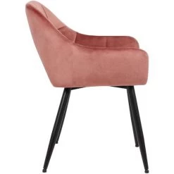 CLP Lot De 4 Chaises De Salle à Manger Emia En Velours Avec Piètement En Métal Noir Rose -banc et tabouret Soldes Boutique 52586073 4
