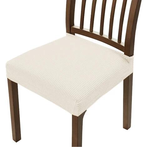 ELLE 2pcs Housse De Chaise Housse De Salle à Manger Pour Un Ajustement Universel (Crème Blanchee) 3 ELLE 2pcs Housse De Chaise Housse De Salle à Manger Pour Un Ajustement Universel (Crème Blanchee)