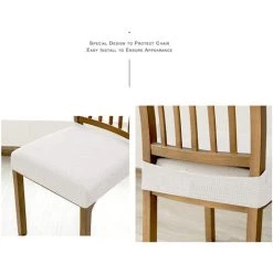 ELLE 2pcs Housse De Chaise Housse De Salle à Manger Pour Un Ajustement Universel (Crème Blanchee) 9 ELLE 2pcs Housse De Chaise Housse De Salle à Manger Pour Un Ajustement Universel (Crème Blanchee) -banc et tabouret Soldes Boutique 52638115 3