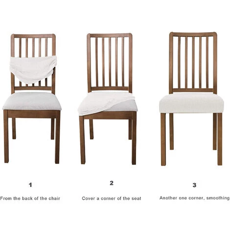 ELLE 2pcs Housse De Chaise Housse De Salle à Manger Pour Un Ajustement Universel (Crème Blanchee) 6 ELLE 2pcs Housse De Chaise Housse De Salle à Manger Pour Un Ajustement Universel (Crème Blanchee) – Image 4