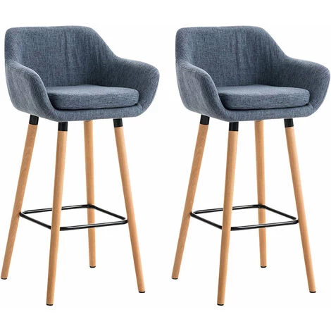 DéCOSHOP26 Lot De 2 Tabourets De Bar Design Et Confortable En Tissu Bleu Avec Accoudoirs Et Repose-pieds - Bleu 3 DéCOSHOP26 Lot De 2 Tabourets De Bar Design Et Confortable En Tissu Bleu Avec Accoudoirs Et Repose-pieds - Bleu