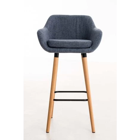 DéCOSHOP26 Lot De 2 Tabourets De Bar Design Et Confortable En Tissu Bleu Avec Accoudoirs Et Repose-pieds - Bleu 4 DéCOSHOP26 Lot De 2 Tabourets De Bar Design Et Confortable En Tissu Bleu Avec Accoudoirs Et Repose-pieds - Bleu – Image 2