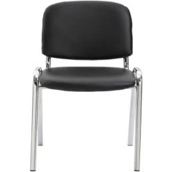 CLP Lot De 4 Chaises De Visiteur Ken En Similicuir Et Pieds En Métal Chromé Noir -banc et tabouret Soldes Boutique 52785926 3