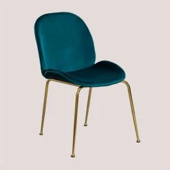 Lot De 4 Chaises En Velours Pary SKLUM Plastique Tritan Sans BPA Doré Bleu Turquoise Intense - Doré Bleu Turquoise Intense