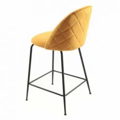 MEUBLETMOI Lot De 2 Chaises De Bar En Velours Jaune Piètement Métal Noir - FARA - Jaune -banc et tabouret Soldes Boutique 52931199 5