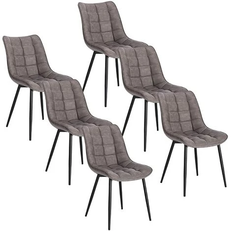 WOLTU 6X Chaise De Salle à Manger. Chaise De Cuisine. Assise Rembourrée En Similicuir. Pieds En Métal. Gris Foncé.siège: 46x40.5cm 3 WOLTU 6X Chaise De Salle à Manger. Chaise De Cuisine. Assise Rembourrée En Similicuir. Pieds En Métal. Gris Foncé.siège: 46x40.5cm
