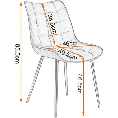 WOLTU 6X Chaise De Salle à Manger. Chaise De Cuisine. Assise Rembourrée En Similicuir. Pieds En Métal. Gris Foncé.siège: 46x40.5cm 5 WOLTU 6X Chaise De Salle à Manger. Chaise De Cuisine. Assise Rembourrée En Similicuir. Pieds En Métal. Gris Foncé.siège: 46x40.5cm – Image 3