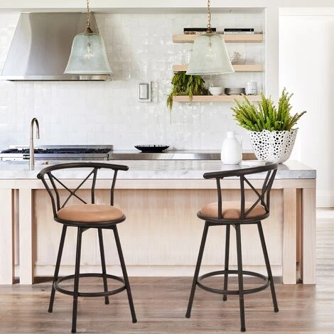 HOMYLIN Lot De 2 Chaises De Bar Style Industriel Vintage Tabourets De Bar Dessus En Bois MDF Solide Noyer Noir En Pin Et Métal Style 3 HOMYLIN Lot De 2 Chaises De Bar Style Industriel Vintage Tabourets De Bar Dessus En Bois MDF Solide Noyer Noir En Pin Et Métal Style