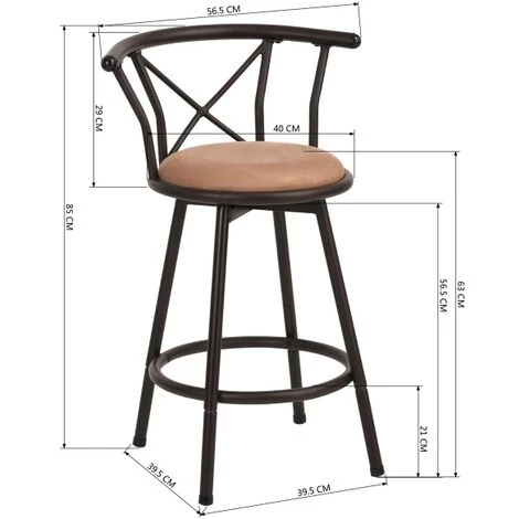 HOMYLIN Lot De 2 Chaises De Bar Style Industriel Vintage Tabourets De Bar Dessus En Bois MDF Solide Noyer Noir En Pin Et Métal Style 6 HOMYLIN Lot De 2 Chaises De Bar Style Industriel Vintage Tabourets De Bar Dessus En Bois MDF Solide Noyer Noir En Pin Et Métal Style – Image 4