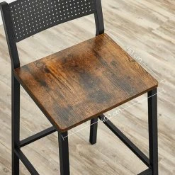 VASAGLE Tabourets De Bar, Lot De 2 Chaises Hautes, Sièges Cuisine, Salle à Manger, Bureau, Style Industriel, Marron Rustique Et Noir Par SONGMICS LBC070B01 - Marron Rustique Et Noir -banc et tabouret Soldes Boutique 53275332 4