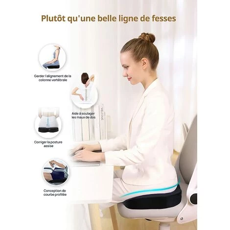 QERSTA Coccyx De Siège Orthopédique Pour Le Mousse à Mémoire De Forme, Coussin De Siège Travel Ease Pour Soulager La Douleur Lombaire Et La Sciatique, Applicable Aux Bureau, Fauteuils Roulants(Noir) 4 QERSTA Coccyx De Siège Orthopédique Pour Le Mousse à Mémoire De Forme, Coussin De Siège Travel Ease Pour Soulager La Douleur Lombaire Et La Sciatique, Applicable Aux Bureau, Fauteuils Roulants(Noir) – Image 2