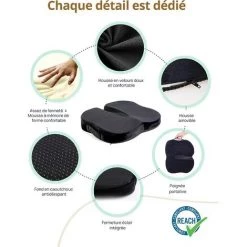 QERSTA Coccyx De Siège Orthopédique Pour Le Mousse à Mémoire De Forme, Coussin De Siège Travel Ease Pour Soulager La Douleur Lombaire Et La Sciatique, Applicable Aux Bureau, Fauteuils Roulants(Noir) 10 QERSTA Coccyx De Siège Orthopédique Pour Le Mousse à Mémoire De Forme, Coussin De Siège Travel Ease Pour Soulager La Douleur Lombaire Et La Sciatique, Applicable Aux Bureau, Fauteuils Roulants(Noir) -banc et tabouret Soldes Boutique 53275802 4