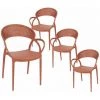 ALTOBUY ATHENA - Lot De 4 Chaises De Jardin Plastique Terracotta - Rouge 2 ALTOBUY ATHENA - Lot De 4 Chaises De Jardin Plastique Terracotta - Rouge -banc et tabouret Soldes Boutique 53510553 1