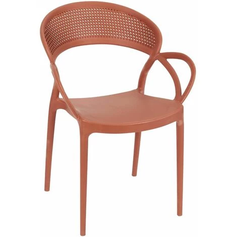 ALTOBUY ATHENA - Lot De 4 Chaises De Jardin Plastique Terracotta - Rouge 4 ALTOBUY ATHENA - Lot De 4 Chaises De Jardin Plastique Terracotta - Rouge – Image 2
