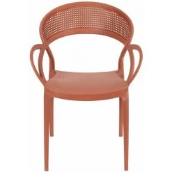 ALTOBUY ATHENA - Lot De 4 Chaises De Jardin Plastique Terracotta - Rouge 11 ALTOBUY ATHENA - Lot De 4 Chaises De Jardin Plastique Terracotta - Rouge -banc et tabouret Soldes Boutique 53510553 5