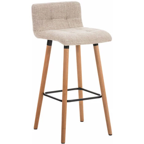 DéCOSHOP26 Tabouret De Bar En Tissu Crème Coutures Décoratives Pieds En Bois Avec Repose-pieds - Crèmem 3 DéCOSHOP26 Tabouret De Bar En Tissu Crème Coutures Décoratives Pieds En Bois Avec Repose-pieds - Crèmem