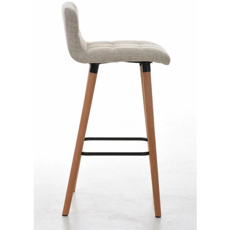 DéCOSHOP26 Tabouret De Bar En Tissu Crème Coutures Décoratives Pieds En Bois Avec Repose-pieds - Crèmem 4 DéCOSHOP26 Tabouret De Bar En Tissu Crème Coutures Décoratives Pieds En Bois Avec Repose-pieds - Crèmem – Image 2