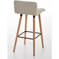 DéCOSHOP26 Tabouret De Bar En Tissu Crème Coutures Décoratives Pieds En Bois Avec Repose-pieds - Crèmem 9 DéCOSHOP26 Tabouret De Bar En Tissu Crème Coutures Décoratives Pieds En Bois Avec Repose-pieds - Crèmem -banc et tabouret Soldes Boutique 53520260 3