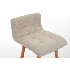 DéCOSHOP26 Tabouret De Bar En Tissu Crème Coutures Décoratives Pieds En Bois Avec Repose-pieds - Crèmem 10 DéCOSHOP26 Tabouret De Bar En Tissu Crème Coutures Décoratives Pieds En Bois Avec Repose-pieds - Crèmem -banc et tabouret Soldes Boutique 53520260 4
