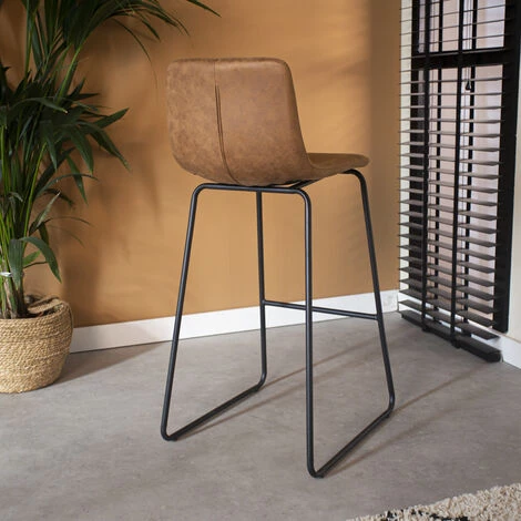 DIMEHOUSE Brentt Tabouret De Bar Industriel Marron - Marron 5 DIMEHOUSE Brentt Tabouret De Bar Industriel Marron - Marron – Image 3