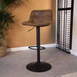 DIMEHOUSE Keston Tabouret De Bar Industriel Brun Vintage - Brun