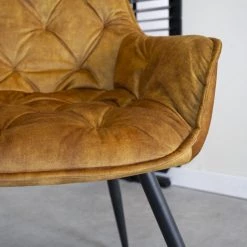 DIMEHOUSE AUDREY Chaise De Salle à Manger Avec Accoudoir En Velours Ocre / Jaune - Jaune -banc et tabouret Soldes Boutique 53547815 4
