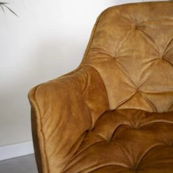 DIMEHOUSE AUDREY Chaise De Salle à Manger Avec Accoudoir En Velours Ocre / Jaune - Jaune -banc et tabouret Soldes Boutique 53547815 5