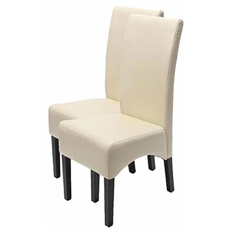 NOVA Ensemble De 6 Chaises En Cuir Pour La Salle à Manger De Style Latin Avec Jambes Sombres Couleur : Ivoire 3 NOVA Ensemble De 6 Chaises En Cuir Pour La Salle à Manger De Style Latin Avec Jambes Sombres Couleur : Ivoire