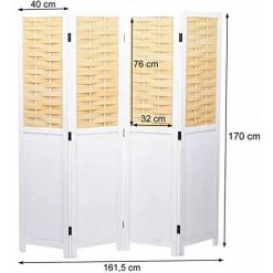 NOVA Écran De Séparation Pliant En Entrelacement Avec 4 Panneaux De Couleurs Blancs -banc et tabouret Soldes Boutique 53576820 2