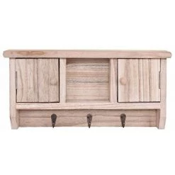NOVA Étagère Avec Porte-clés Et Porte-manteau Dans La Paulonie En Bois Avec 2 Portes Couleur : Naturel -banc et tabouret Soldes Boutique 53577001 3