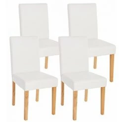 NOVA Ensemble 4 Chaises En Similicuir Opaques Pour La Salle à Manger Blanche Avec Pieds De Lumière