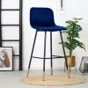 DIMEHOUSE Mikky Tabouret De Bar Industriel Bleu Velours - Bleu, Orange -banc et tabouret Soldes Boutique 53590753 1