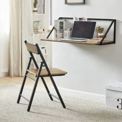 SoBuy FST88-PF Chaise Pliante Robuste En Bois Et Métal Chaise Visiteur Chaise Pliable Style Industriel Pour Cuisine, Bureau -banc et tabouret Soldes Boutique 53717899 5